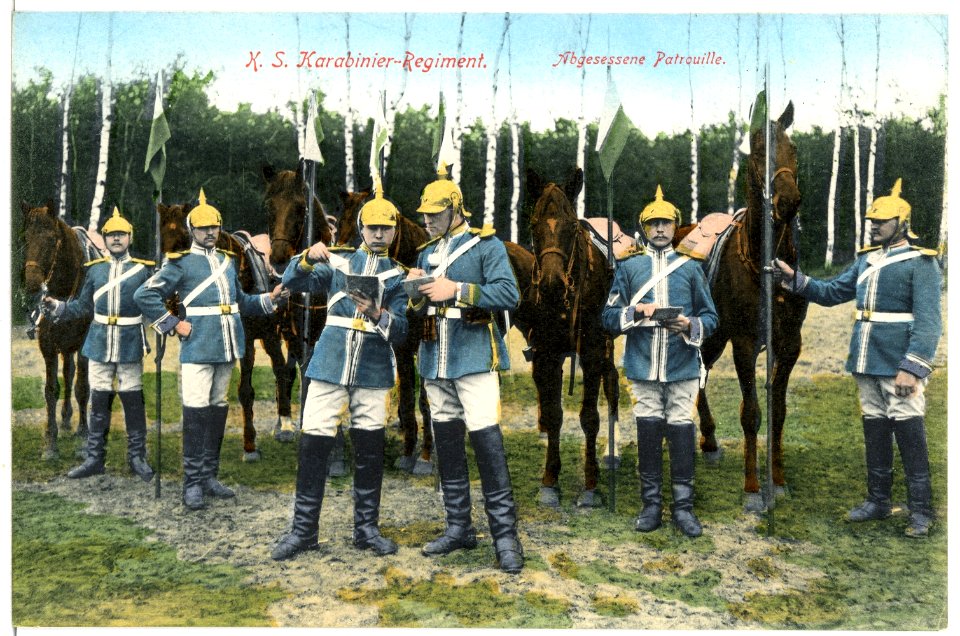 07202-Dresden-1906-Königlich Sächsisches Gardereiter-Regiment - Abgesessene Patrouille-Brück & Sohn Kunstverlag