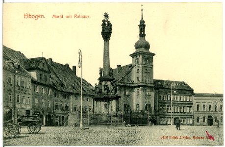 06416-Elbogen-1905-Markt mit Rathaus-Brück & Sohn Kunstverlag