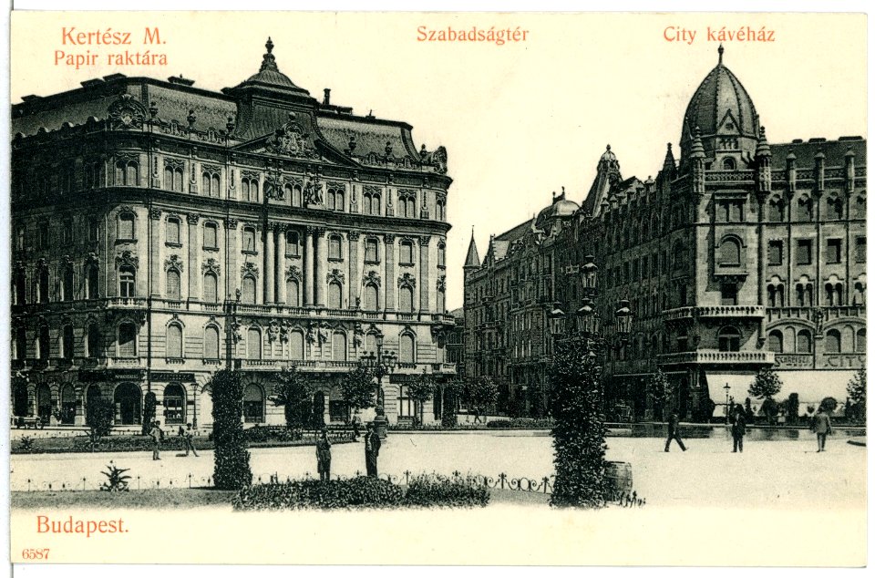06587-Budapest-1905-Kertesz M.-Szabadsagter-City kavehaz-Brück & Sohn Kunstverlag