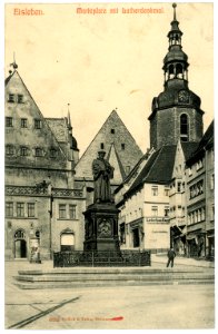 06634-Eisleben-1905-Marktplatz mit Lutherdenkmal-Brück & Sohn Kunstverlag