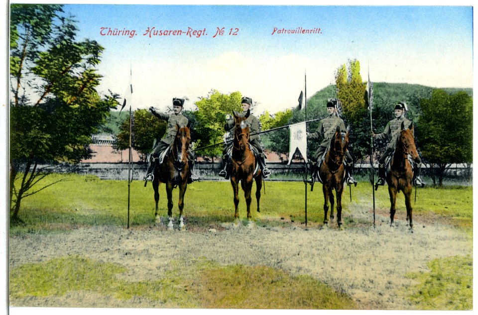 07625-Torgau-1906-Thüringisches Husaren-Regiment Nr. 12 - Patrouillenritt-Brück & Sohn Kunstverlag