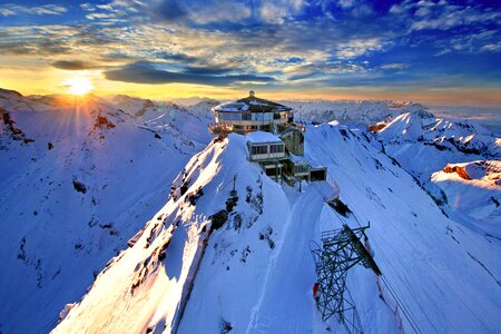 Alpine swiss alps sunset