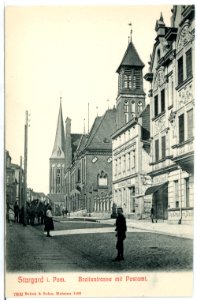 07862-Stargard-1906-Breitestraße mit Postamt-Brück & Sohn Kunstverlag