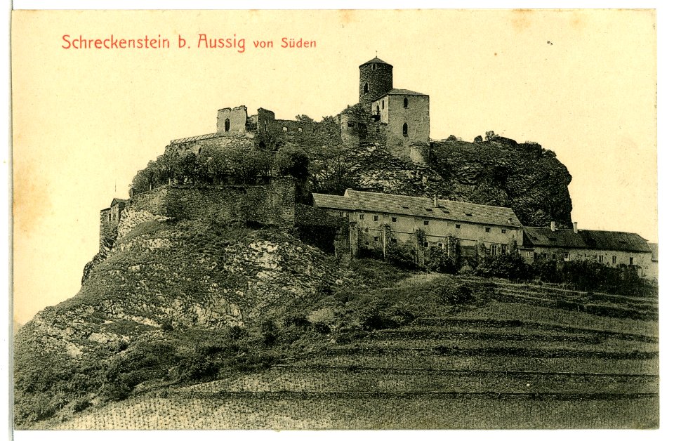 07786-Aussig-1906-Schreckenstein von Süden-Brück & Sohn Kunstverlag
