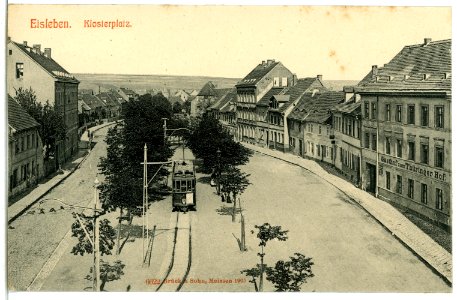 06622-Eisleben-1905-Klosterplatz mit Straßenbahn-Brück & Sohn Kunstverlag