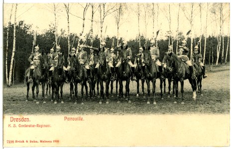 07198-Dresden-1906-Königlich Sächsisches Gardereiter-Regiment - Patrouille-Brück & Sohn Kunstverlag