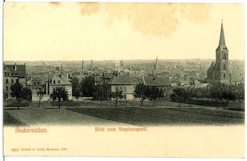 06637-Aschersleben-1905-Blick vom Stephanspark-Brück & Sohn Kunstverlag