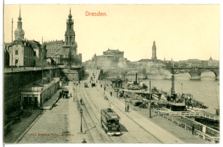 07077-Dresden-1906-Brühlsche Terrasse und Dampferanlagestelle-Brück & Sohn Kunstverlag
