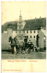 08041-Polenz-1906-Rittergut Niederpolenz mit Kutschwagen-Brück & Sohn Kunstverlag