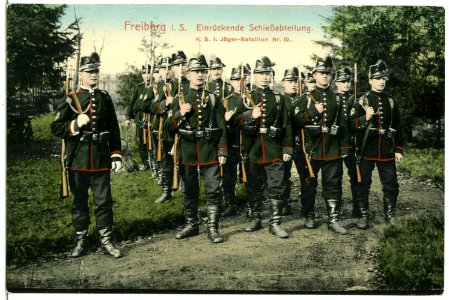 07092-Freiberg-1906-1. Königlich Sächsisches Jäger-Bataillon Nr. 12 - Einrück. Schießabteilung-Brück & Sohn Kunstverlag