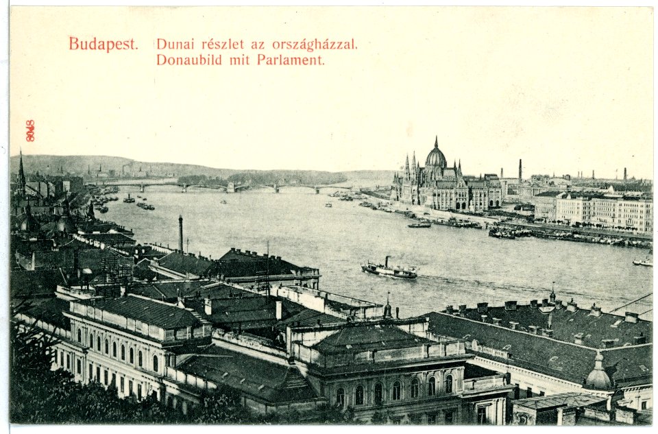 08048-Budapest-1906-Donau mit Dampfer - Parlament-Brück & Sohn Kunstverlag
