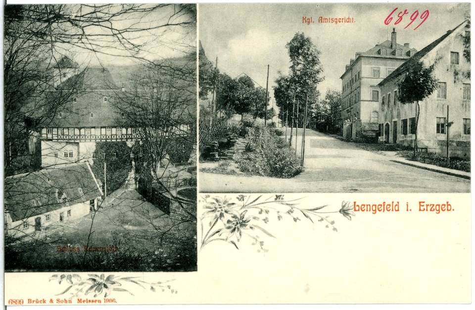 06899-Lengefeld-1906-Amtsgericht und Schloß-Brück & Sohn Kunstverlag