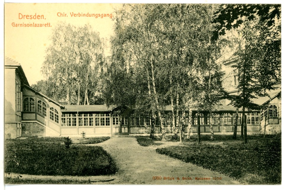 08030-Dresden-1906-Garnisonslazarett - Chirurgischer Verbindungsgang-Brück & Sohn Kunstverlag