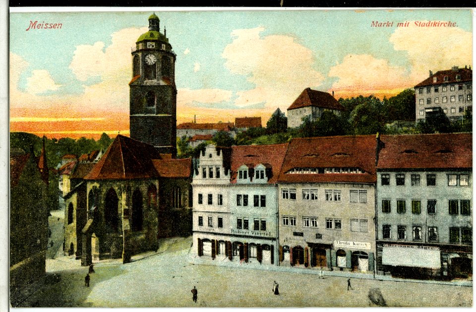 08000-Meißen-1906-Markt mit Stadtkirche-Brück & Sohn Kunstverlag
