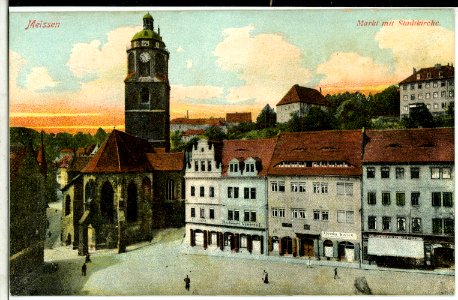 08000-Meißen-1906-Markt mit Stadtkirche-Brück & Sohn Kunstverlag