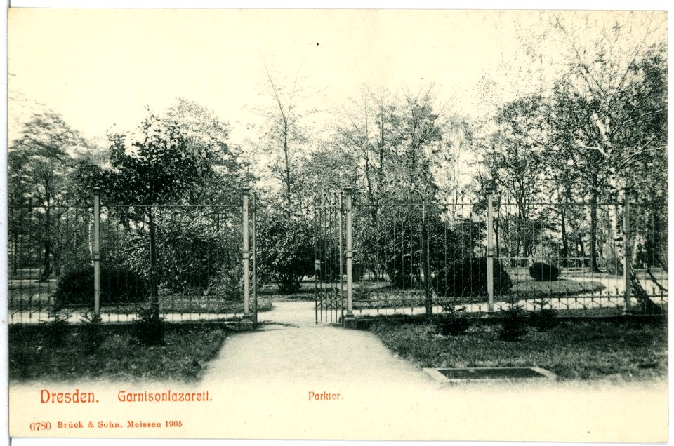 06780-Dresden-1905-Garnisonslazarett - Parktor-Brück & Sohn Kunstverlag