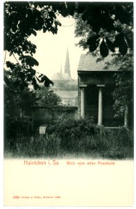 06363-Hainichen-1905-Blick vom alten Friedhof auf die Kirche-Brück & Sohn Kunstverlag