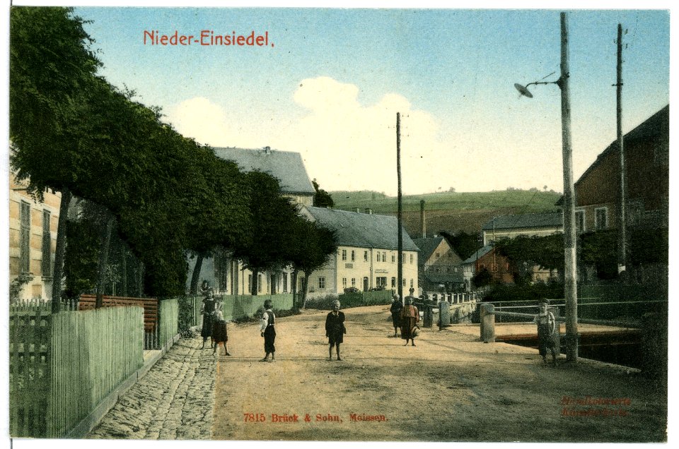 07815-Nieder-Einsiedel-1906-Straße mit Kindern-Brück & Sohn Kunstverlag