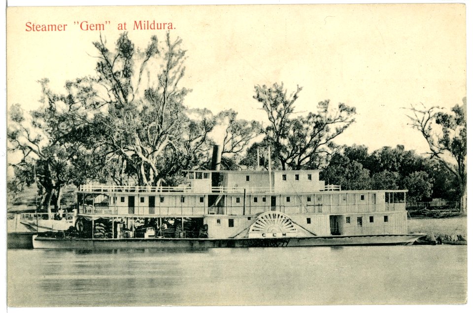 08007-Mildura-1906-Steamer "Gem" at Mildura-Brück & Sohn Kunstverlag