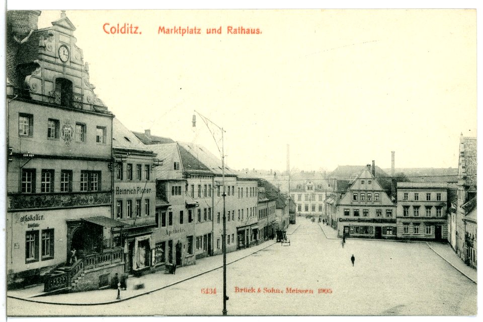 06434-Colditz-1905-Marktplatz und Rathaus-Brück & Sohn Kunstverlag