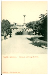 07808-Teplitz-1906-Steinbad mit Kriegerdenkmal-Brück & Sohn Kunstverlag
