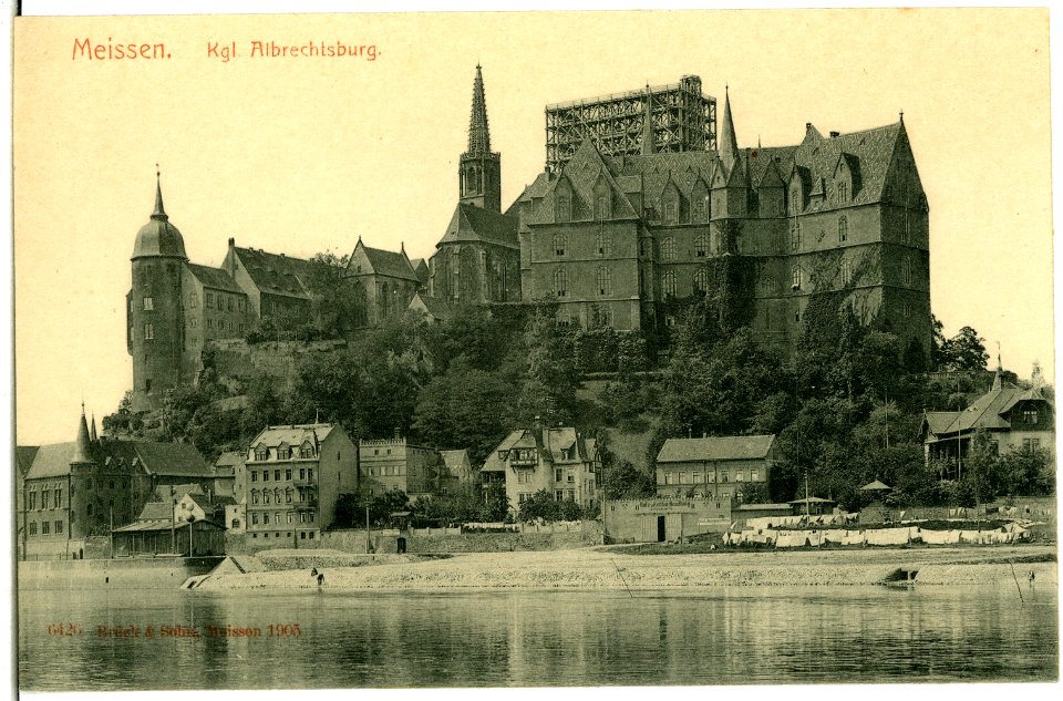 06426-Meißen-1905-Blick von der Elbe auf die Albrechtsburg-Brück & Sohn Kunstverlag