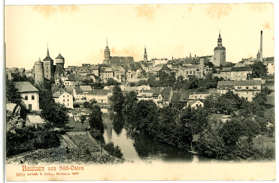 06972-Bautzen-1906-Stadtansicht von Südosten-Brück & Sohn Kunstverlag
