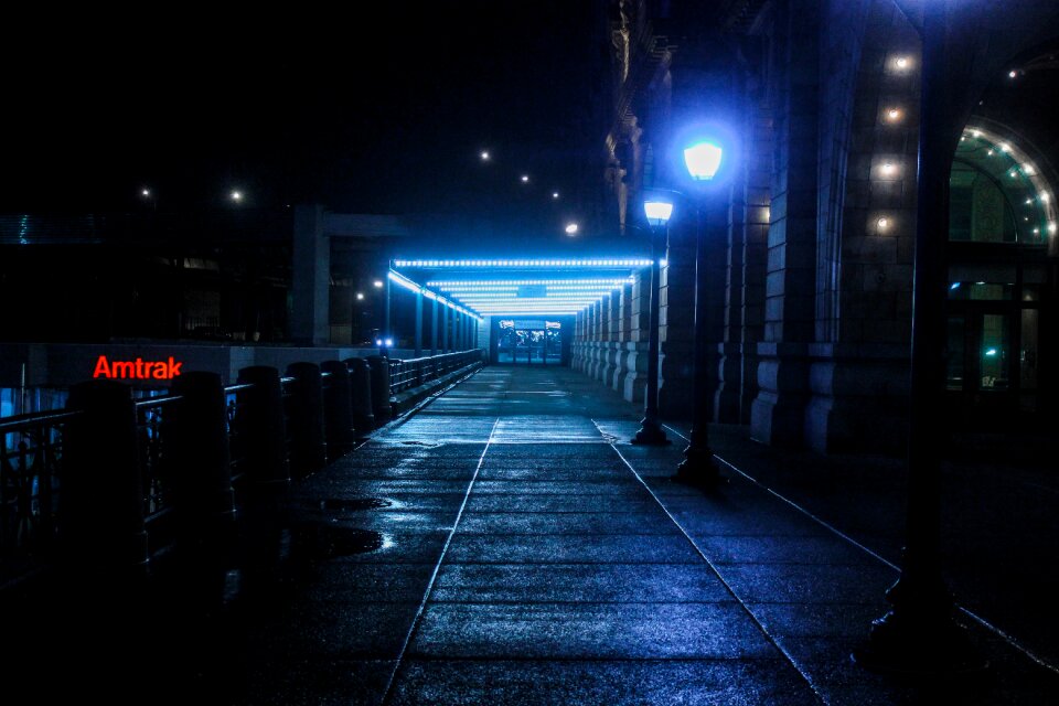 Hallway lights pathway photo