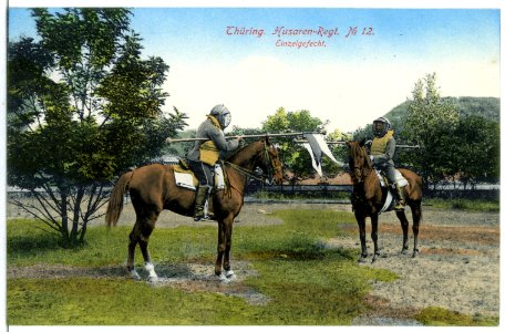 07630-Torgau-1906-Thüringisches Husaren-Regiment Nr. 12 - Einzelgefecht-Brück & Sohn Kunstverlag