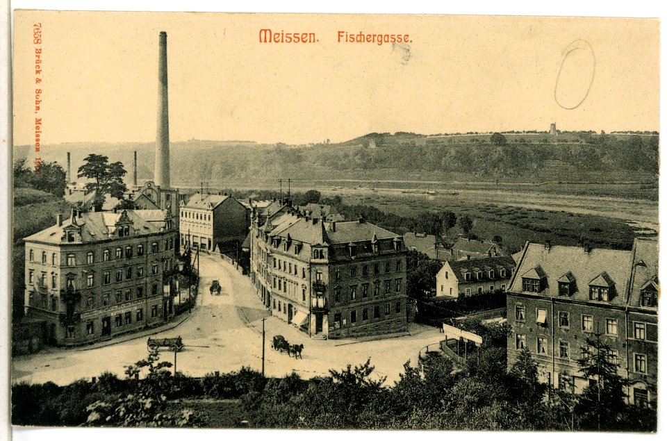 07658-Meißen-1906-Fischergasse und Leipziger Straße-Brück & Sohn Kunstverlag