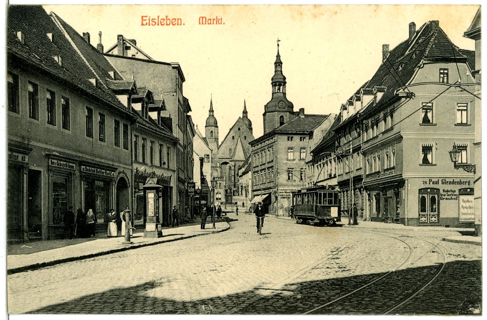 06620-Eisleben-1905-Markt mit Straßenbahn-Brück & Sohn Kunstverlag