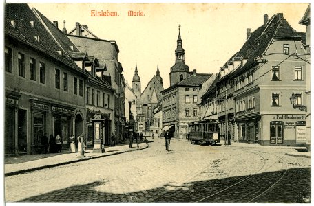06620-Eisleben-1905-Markt mit Straßenbahn-Brück & Sohn Kunstverlag