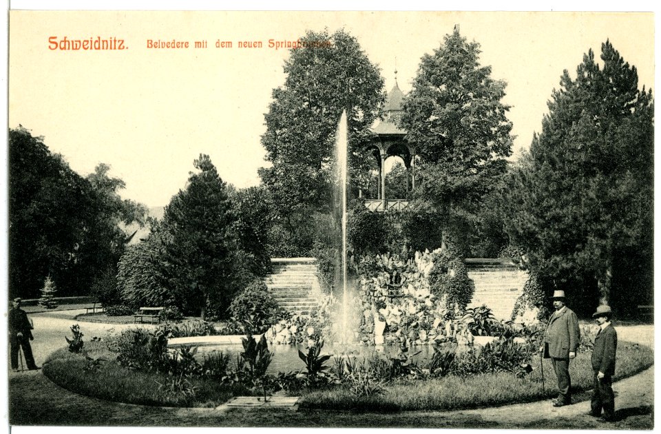 06597-Schweidnitz-1905-Belvedere mit dem neuen Springbrunnen-Brück & Sohn Kunstverlag