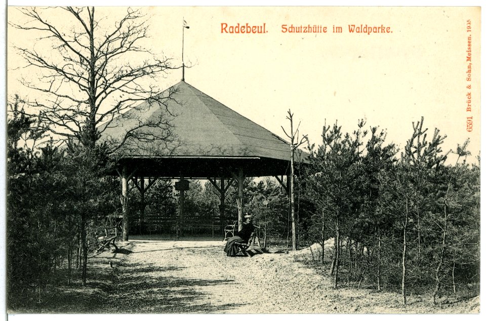 06591-Radebeul-1905-Schutzhütte im Waldpark-Brück & Sohn Kunstverlag
