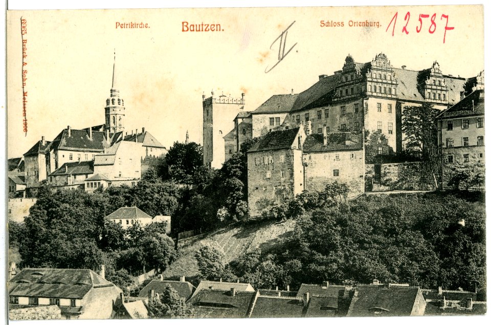 06965-Bautzen-1906-mit Petrikirche und Schloß Ortenburg-Brück & Sohn Kunstverlag