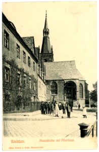 06636-Eisleben-1905-Annenkirche mit Pfarrhaus-Brück & Sohn Kunstverlag