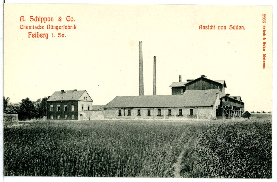 08886-Freiberg-1907-Düngerfabrik Schippan von Süden-Brück & Sohn Kunstverlag