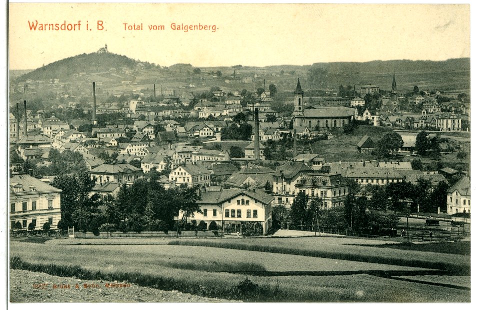 09032-Warnsdorf-1907-Blick auf Warnsdorf vom Galgenberg-Brück & Sohn Kunstverlag