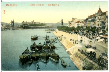 06748-Budapest-1905-Donaubild mit Schiffen-Brück & Sohn Kunstverlag