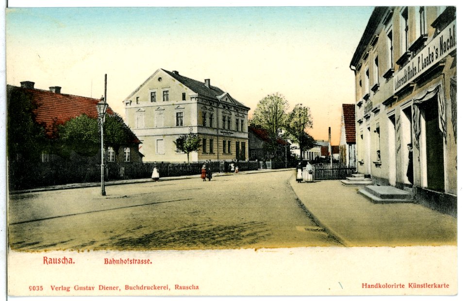 09035-Rauscha-1907-Bahnhofstraße-Brück & Sohn Kunstverlag