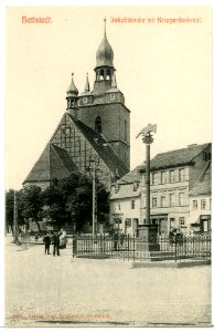 08999-Hettstedt-1907-Jakobikirche mit Kriegerdenkmal-Brück & Sohn Kunstverlag