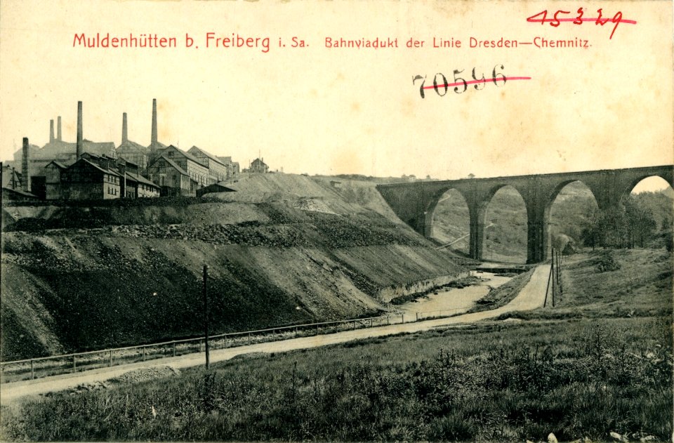 09126-Muldenhütten-1907-Bahnviadukt der Linie Chemnitz-Dresden-Brück & Sohn Kunstverlag