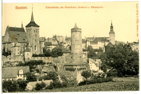 06979-Bautzen-1906-Michaeliskirche, alte Wasserkunst, Lauenturm, Bürgergarten-Brück & Sohn Kunstverlag
