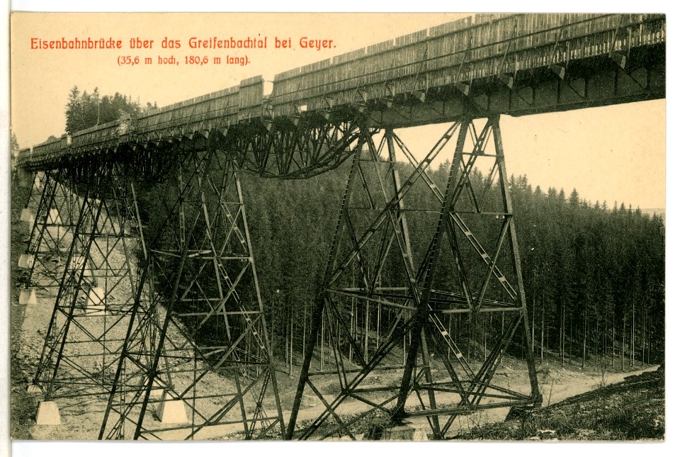 08861-Geyer-1907-Eisenbahnbrücke über das Greifenbachtal-Brück & Sohn Kunstverlag