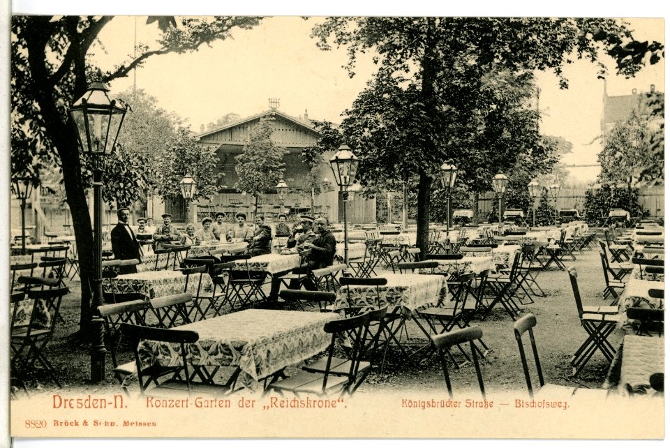 08820-Dresden - N-1907-Königsbrücker-Straße Bischofsweg, Restaurant Deutsche Reichskrone-Brück & Sohn Kunstverlag