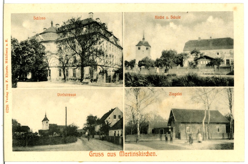 06758-Martinskirchen-1905-Schloß, Kirche, Schule, Ziegelei, Dorfstraße-Brück & Sohn Kunstverlag