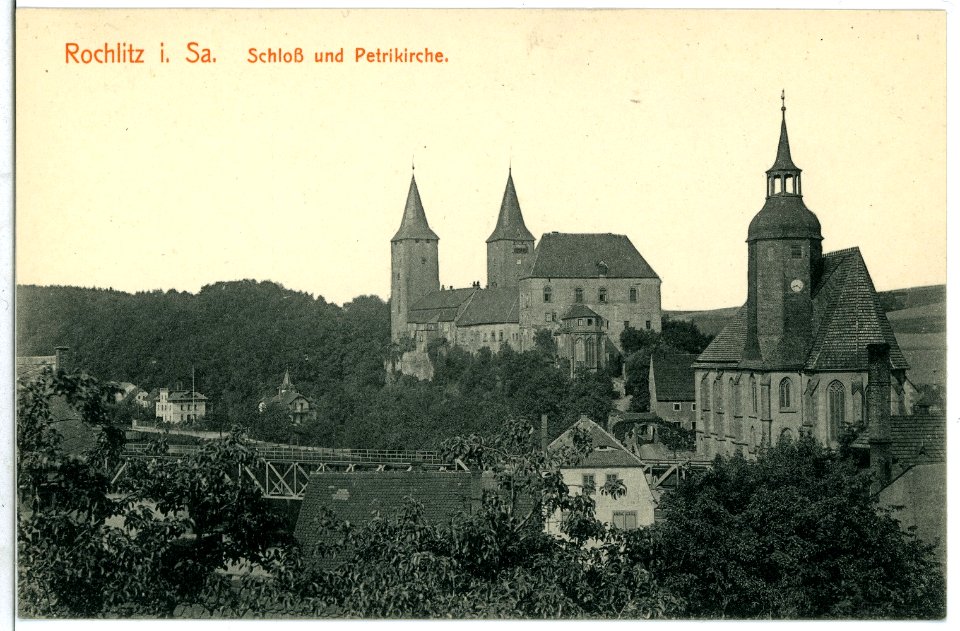 08815-Rochlitz-1907-Schloß - Petrikirche-Brück & Sohn Kunstverlag