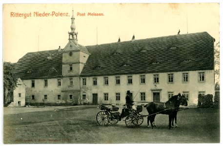 08039-Polenz-1906-Rittergut Niederpolenz mit Kutschwagen-Brück & Sohn Kunstverlag