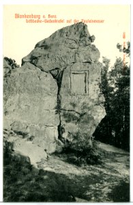09069-Blankenburg-1907-Löbbecke-Gedenktafel auf der Teufelsmauer-Brück & Sohn Kunstverlag