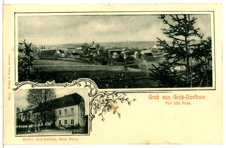 06871-Großdorfhain-1906-Dorf und Gasthof-Brück & Sohn Kunstverlag